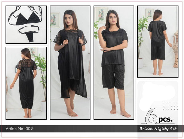 Roses Luxury 6-Piece Bridal Nighty Set - Code 009