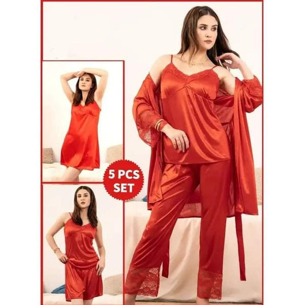5 Pcs Luxury Soft Comfortable Bridal Nightwear