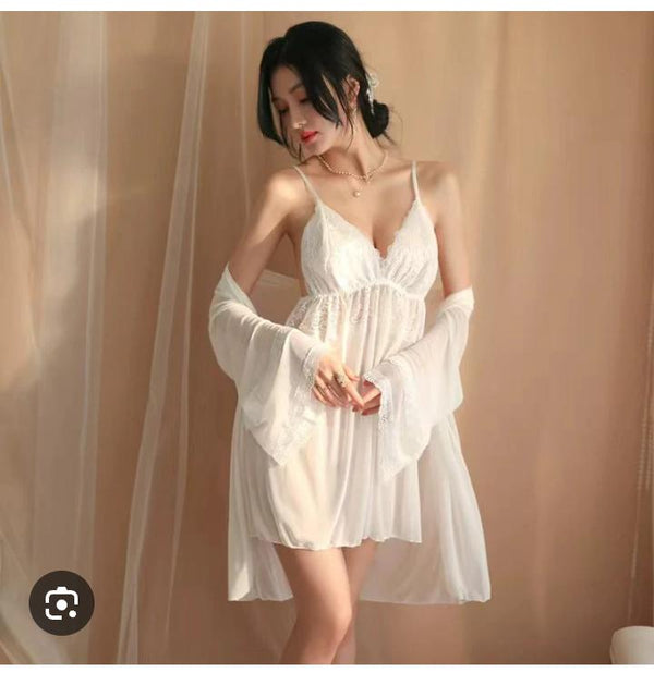 Sexy Night Dress Women Summer Lace Thin Sleepwear with Pad V-neck Satin Sling Nightwear Female Homewear