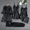 5 Piece Silk Long Bridal Nighty Set Best Honeymoon Gown with Bra and Pant