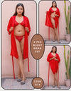 Roses Luxury 3-Piece Gown Bikini Nightwear Set – Code 014