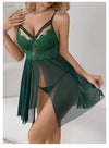 Plus Size Sexy Lingerie for Women Lace Babydoll Floral Mesh Ruffle Sheer Nightgown V Neck Chemise Sleepwear