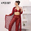 Red Lace Nightwear Set 4 Piece Premium Quality