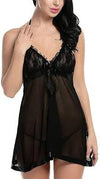 Front Slit Sexy Baby Doll Exotic Bridal Nighty (Black)