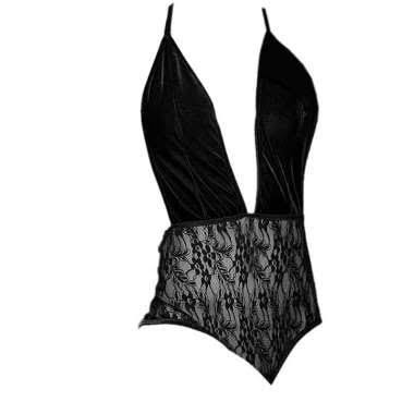 Victoria's Secret Black Lace Scoop Bodysuit