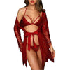 Zik Zak Bikini Beach Nighty with Gown High Quality Sexy Women Lace Robe Sets See-through Hot Lingerie Sleepwear