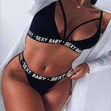 New Women's Bra Set Sports Underwear Girl Sexi Bandage Corset Letter Push Up Bra Lingerie Babydolls Bikini Set
