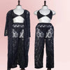 Black Lace Nightwear Set 4 Piece Premium Quality