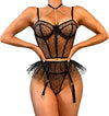 Polka Dot Bra Set Sexy Lingerie with Satin Trim Black/Red Underwear