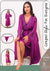 Purple Satin Silk Long Gown Nighty Bridal Sleepwear nightwear night dress