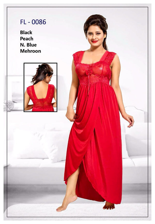 Maroon Stylish FL-0086 - Bridal Nighty Set Collection
