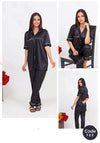 Nighty Suit For Ladies 2 Pc Plain Silk Shirt And Short Night Suit For Women And Girls