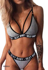 New Women's Bra Set Sports Underwear Girl Sexi Bandage Corset Letter Push Up Bra Lingerie Babydolls Bikini Set