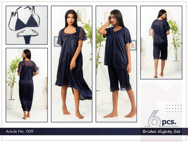 Sale Roses Luxury 6-Piece Bridal Nighty Set - Code 009