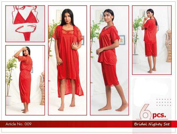 Roses Luxury 6-Piece Bridal Nighty Set - Code 009