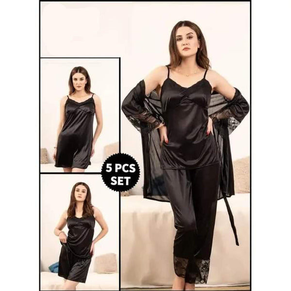 5 Pcs Luxury Soft Comfortable Bridal Nightwear