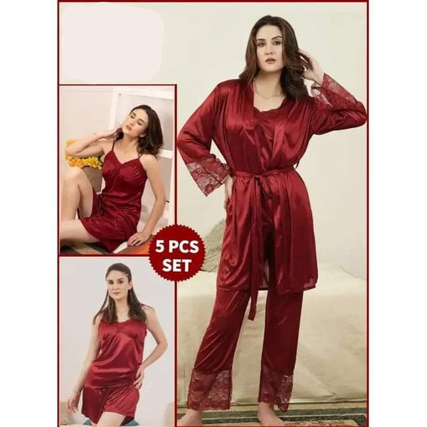 5 Pcs Luxury Soft Comfortable Bridal Nightwear