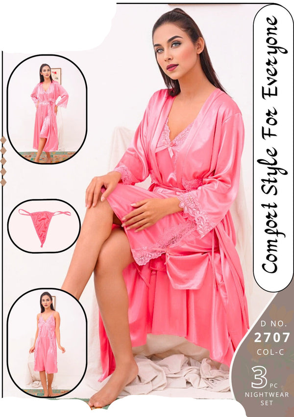 Women Pink Maxi Nighty with Robe Home / Night Wear / Hot Nighty Dress