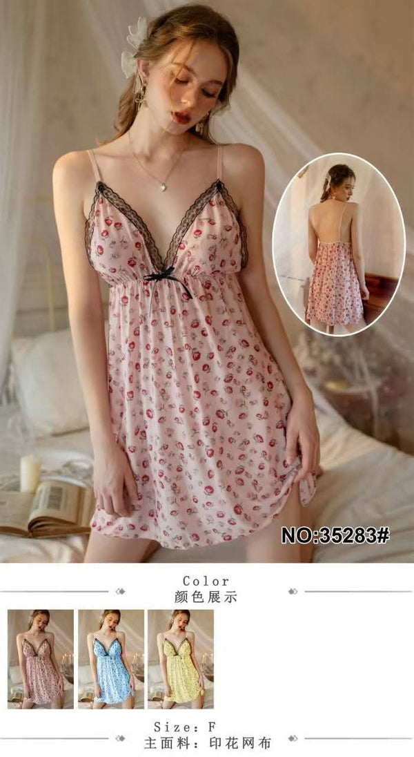 Babydoll Lingerie for Women Butterfly Lace Open Back Halter Sheer Mesh Sexy Deep V Chemise for Bachelorette Party