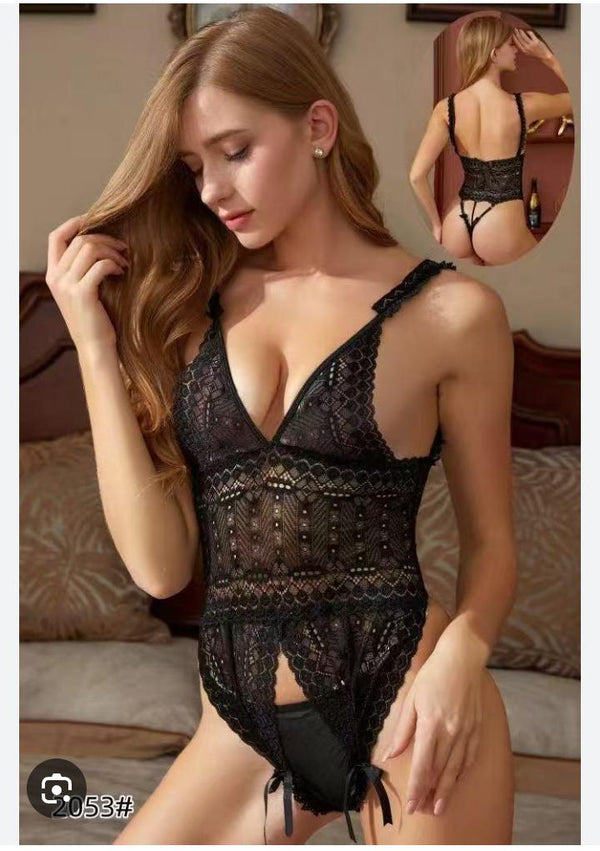 black lace teddy bodysuit, a piece of one-piece lingerie designed to be both elegant and seductive.