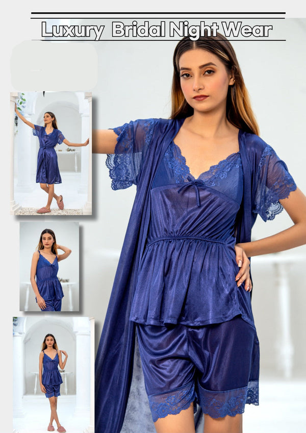 PREMIUM QUALITY .HIGH QUALITY GSM USE. 3 PIECE NIGHTWEAR . 7 COLOURS .Stuff=SILK FREE SIZE28 TO 38 BREAST SIZE EASILY WEAR.