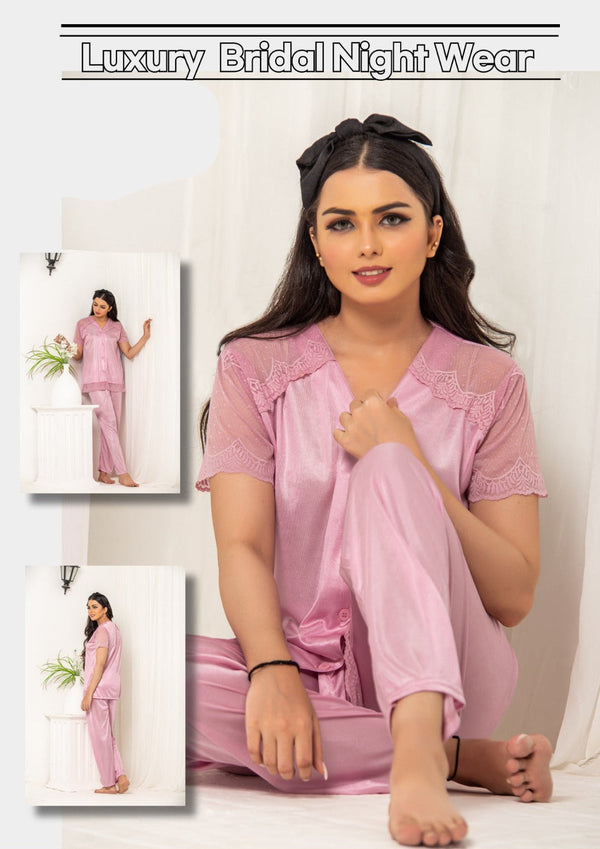 PREMIUM QUALITY .HIGH QUALITY GSM USE. 2 PIECE NIGHTWEAR . TROUSER SHIRT 7 COLOURS .Stuff=SILK FREE SIZE28 TO 38 BREAST SIZE EASILY WEAR.