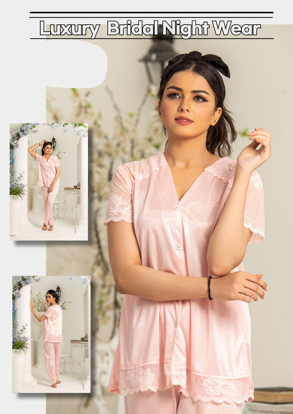 Luxury Night Wear" An Elegant two-piece pajama ensemble designed for comfort and sophistication.