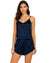 Sajiero Women's Sleeveless Cami Sets, Adjustable Straps, Midnight Glimmer Dark Blue