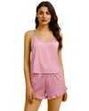 Sajiero Women's Sleeveless Cami Sets, Adjustable Straps, Midnight Glimmer Pink