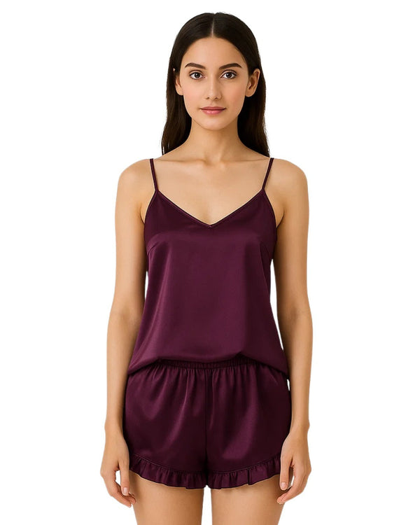 Sajiero Women's Sleeveless Cami Sets, Adjustable Straps, Midnight Glimmer Purple