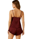 Sajiero Women's Sleeveless Cami Sets, Adjustable Straps, Midnight Glimmer Maroon