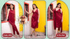 Silk Lace Nightgown & Sleep Shirt Maroon 4 Pcs