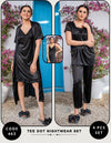 Silk Lace Nightgown & Sleep Shirt Black 4 Pcs
