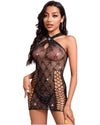 Rhinestone Halter Fishnet Mini Dress or a Sexy Crisscross Sheer Body stocking Lingerie Dress.