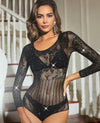 Rhinestone Long Sleeve Mesh Body Stocking / Bod