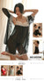 Two-Piece Black Mesh Babydoll Nightdress with a Matching Lace-Trimmed Sheer Robe Lingerie Set.