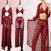 Red Lace Nightwear Set 4 Piece Premium Quality