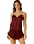Sajiero Women's Sleeveless Cami Sets, Adjustable Straps, Midnight Glimmer Maroon