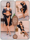 Roses Luxury 3-Piece Gown Bikini Nightwear Set – Code 014