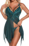 Plus Size Sexy Lingerie for Women Lace Babydoll Floral Mesh Ruffle Sheer Nightgown V Neck Chemise Sleepwear