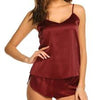 Sajiero Women's Sleeveless Cami Sets, Adjustable Straps, Midnight Glimmer Maroon