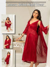 PREMIUM QUALITY .HIGH QUALITY GSM USE. 2 PIECE NIGHTWEAR . LONG INNER+LONG GOWN. 7 COLOURS .Stuff=SILK FREE SIZE28 TO 38 BREAST SIZE EASILY WEAR.