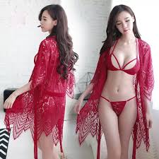 Zik Zak Bikini Beach Nighty with Gown High Quality Sexy Women Lace Robe Sets See-through Hot Lingerie Sleepwear