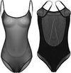 Rhinestone Mesh Mock-Neck Bodysuit (often categorized as lingerie, festival wear, or clubwear)