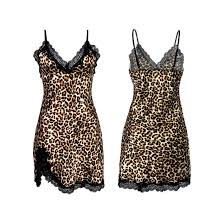 Lingerie Cheetah Printed Silk Nightdress