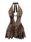 Satin Leopard Print Teddy Romper / Body Suit