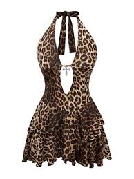 Satin Leopard Print Teddy Romper / Body Suit