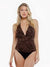Satin Leopard Print Teddy Romper / Body Suit