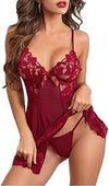 Women's V-Neck Lace Babydoll Lingerie Nightdress.