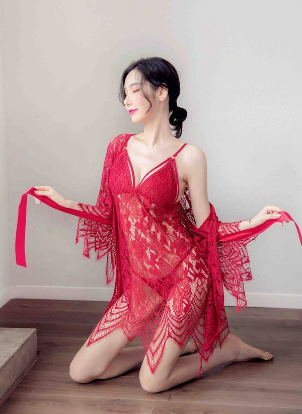 Women's Sexy Lace Lingerie Set Underwear Babydoll Nightdress Sleepwear Nightwear